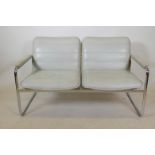A C20th chrome and leather two seater settee, possibly Heals/Habitat, in the style of Rodney