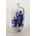 A Chinese blue and white porcelain vase decorated with a sage and his student, 6 character mark to