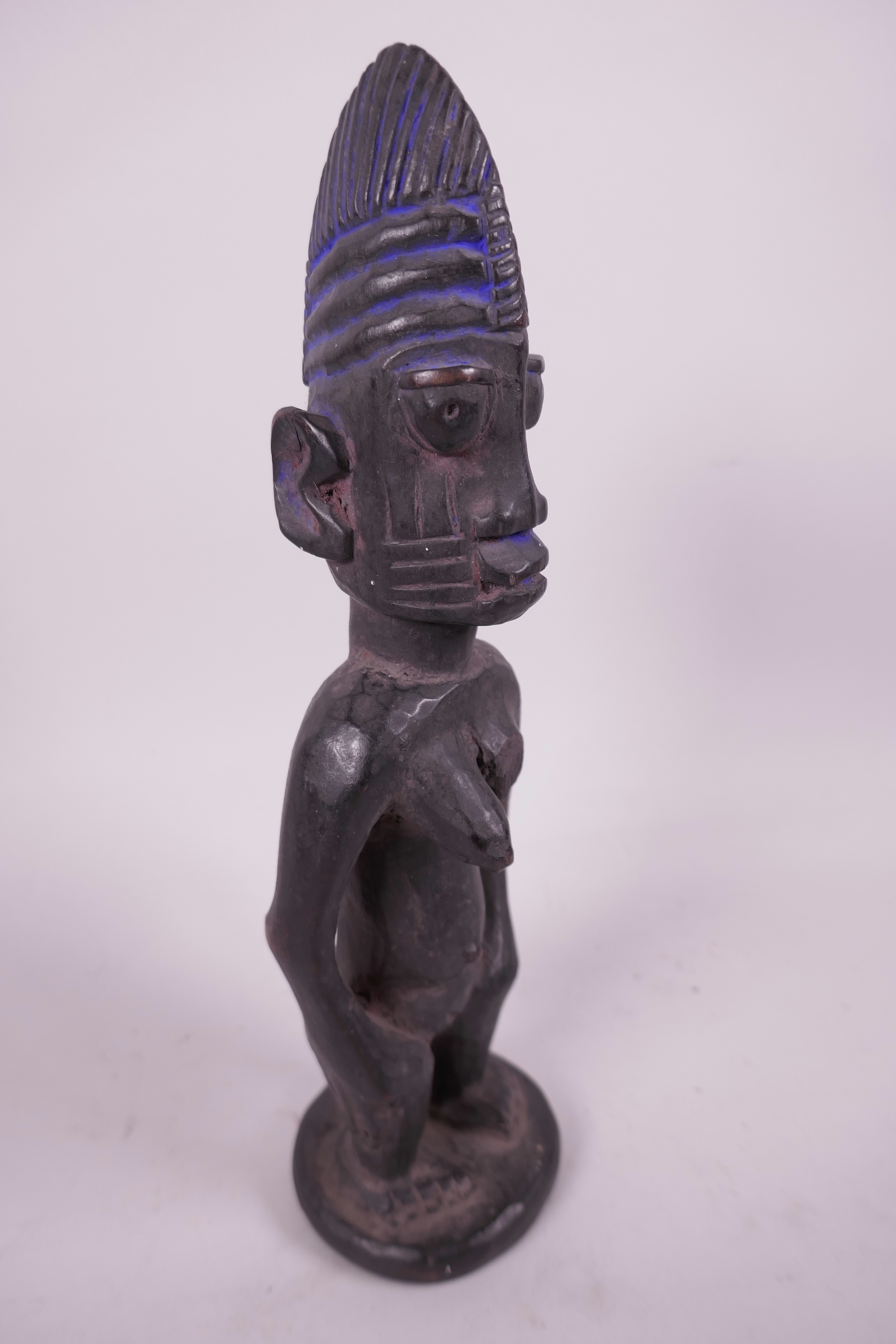An African carved wood fertility figure, 10" - Image 2 of 2