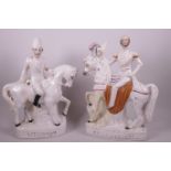 A large Staffordshire flat back figurine of the Duke of Cambridge on his horse, 14" high, together