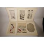 A quantity of unframed Japanese prints, portrait, landscape and other scenes