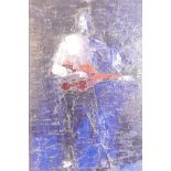 A.E. Hance, oil on board, jazz guitarist, signed, 10" x 16"