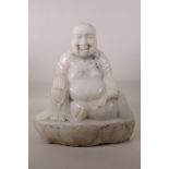 A substantial Chinese white nephrite jade Buddha, approximately 1000oz/27kg, 15" high