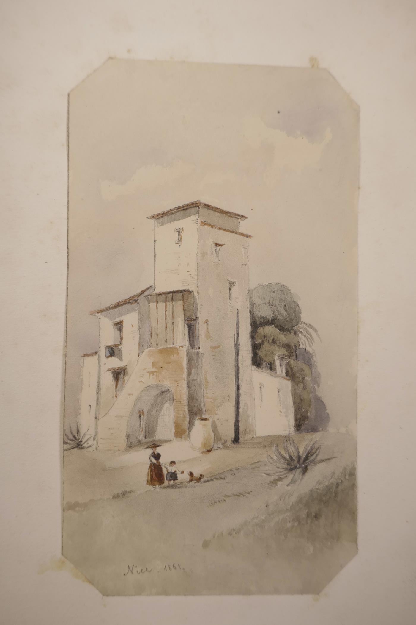 A quantity of unframed C19th and later watercolours, topographical views, the majority inscribed - Image 6 of 8