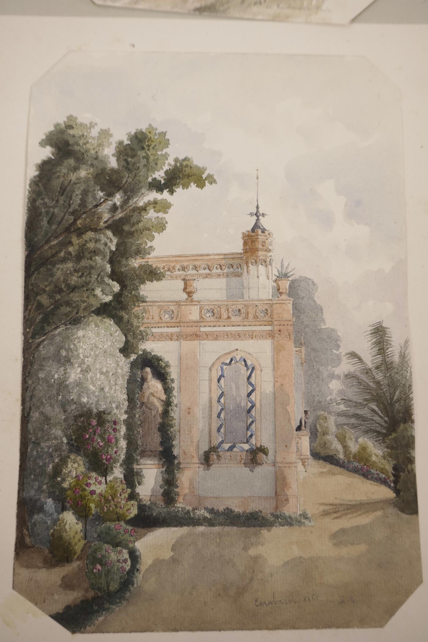 A quantity of unframed C19th and later watercolours, topographical views, the majority inscribed - Image 5 of 8