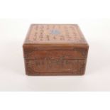 A Chinese red lacquer trinket box with all over character inscription decoration, 6 character mark