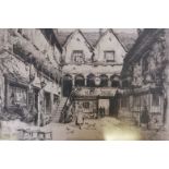 O.J. Meyer, The New Inn, Gloucester, limited edition etching, 33/120 signed, 12" x 9"