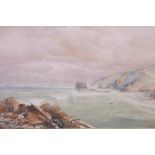 George Whitaker, 'St Agnes Head, Cornwall,' watercolour, signed and dated 1864, 36" x 24"