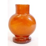 An amber glass vase with bubbled decoration, 10" high