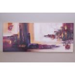 Oil on canvas, abstract, unframed, signed Anthony, 43½" x 18"