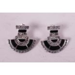 A pair of Art Deco style silver, marcasite and black enamel earrings
