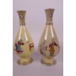A pair of Continental hard-paste porcelain specimen vases of bulbous form with narrow necks,