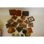 A collection of Jaynay patent vintage photographic glass slide holders, largest 9" x 7"