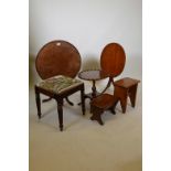 A Georgian mahogany dish topped occasional table (reduced), a yew wood veneered occasional table