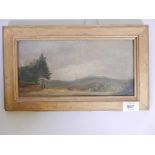An oil on panel, landscape, inscribed verso High Curley, Bagshott, H. Gibbs, 1880, 11" x 6"