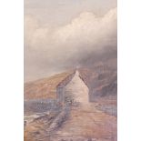 An oil on canvas, the Cobb at Lyme Regis, signed with monogram JG, late C19th, 8" x 10"