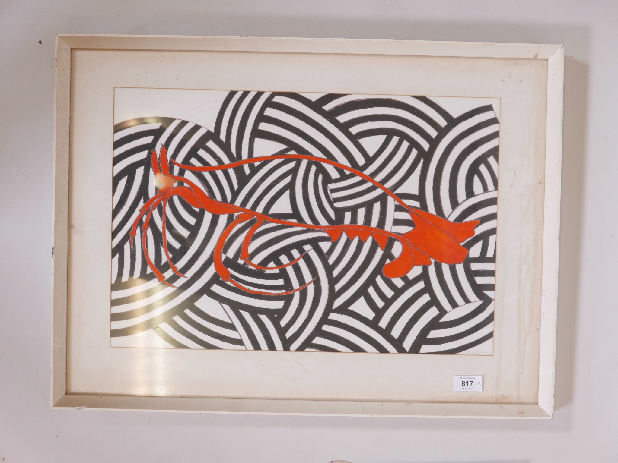 Ruby Laming, design (lobster) gouache on paper, signed, 18" x 25", and another by the same hand ' - Image 2 of 4