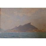 Leslie Kent, oil on canvas board, Rock of Gibraltar, signed, 11" x 8"