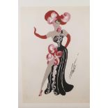 After Erté, gouache on paper costume design