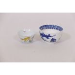 A late C18th/early C19th blue and white transfer printed tea bowl, 3" diameter, and a C19th