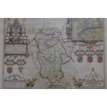 An early C18th John Speed map of 'Bedfordshire, and the situation of Bedford described with the