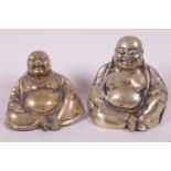 Two cast brass figurines of Buddha seated in meditation, 4" high