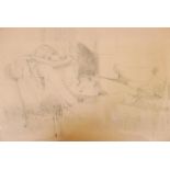 A pencil on paper, study of a nude, signed Y(?) McKinley, 1964, 19" x 14"