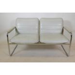 A C20th chrome and leather two seater settee, possibly Heals/Habitat, in the style of Rodney