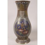 A C19th Chinese cloisonné vase with zinc liner, decorated with butterflies and flowers, 6½" high