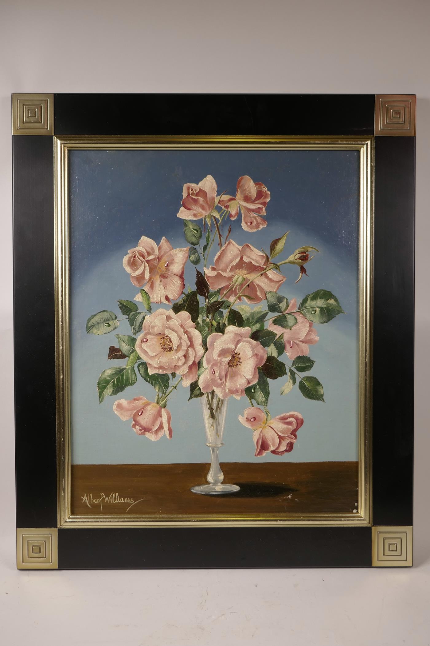 Albert Williams, oil on canvas laid on board, still life, study of flowers, 16" x 20" - Image 2 of 3