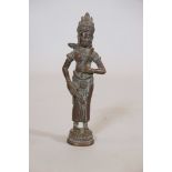 An antique Indian bronze figure of Shiva, 11" high