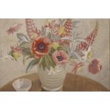 A gouache painting of mixed summer flowers in a vase, signed Zinkeisen, 16" x 13½"