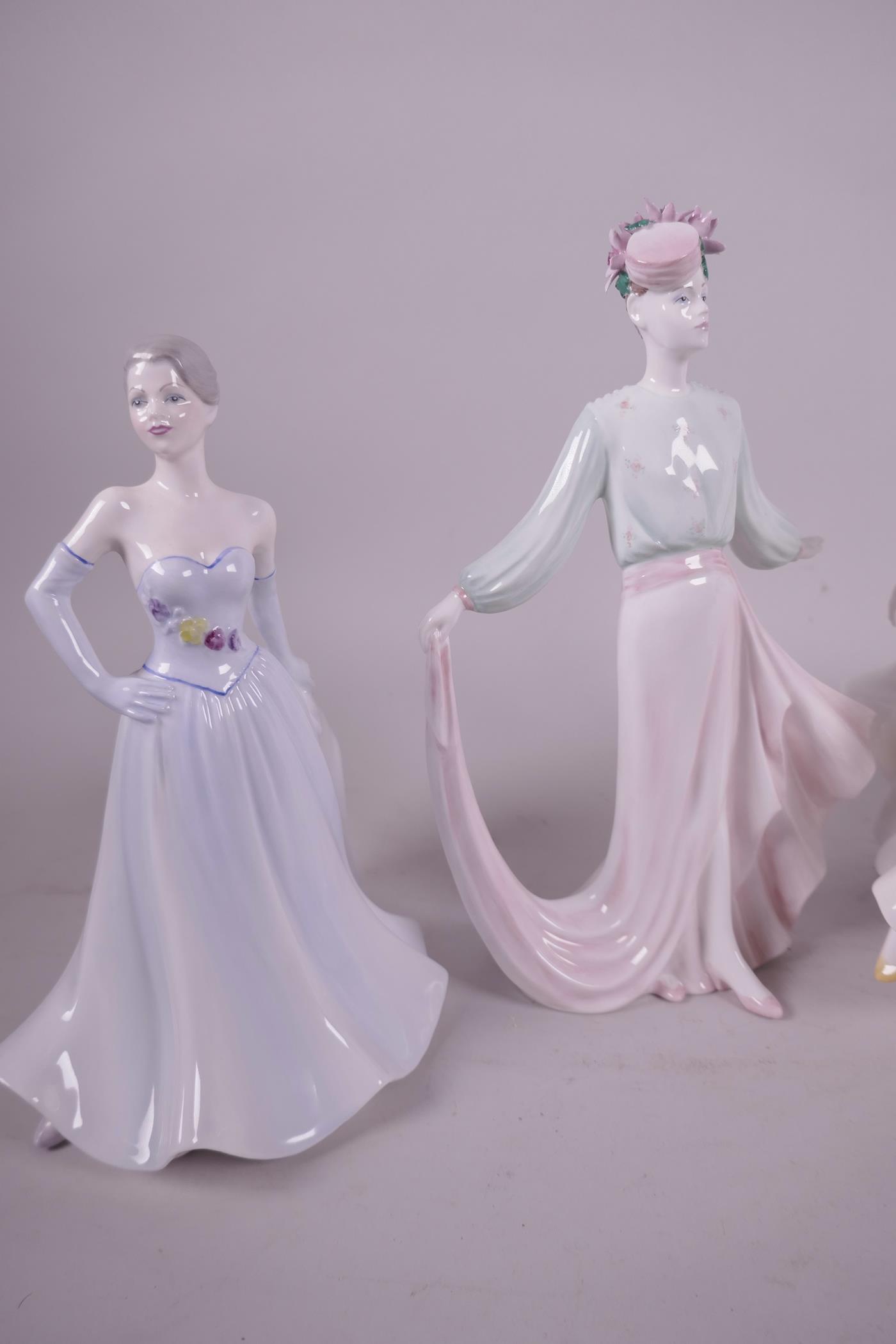 Three Coalport 'Ladies of Fashion' figurines, 'Winter Stroll', 'Linda', 'Honor', and a Coalport - Image 2 of 3