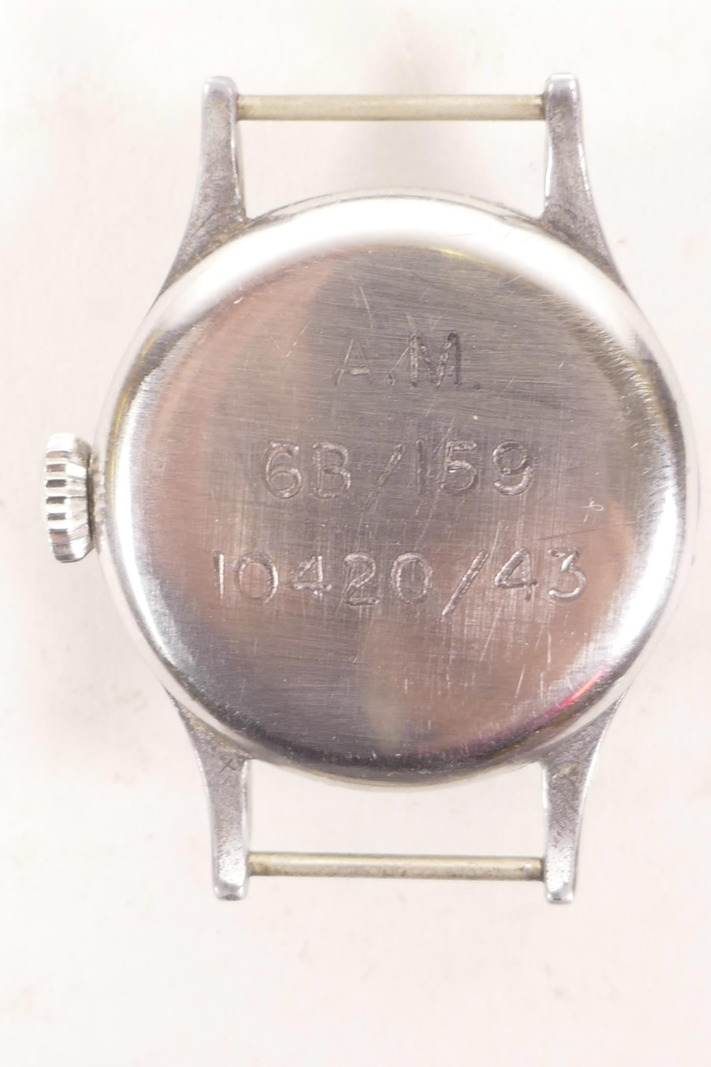 A Longines 6B159 RAF pilot's/navigator's watch, circa 1942, serial no. 6567509, engraved verso 'AM. - Image 4 of 8