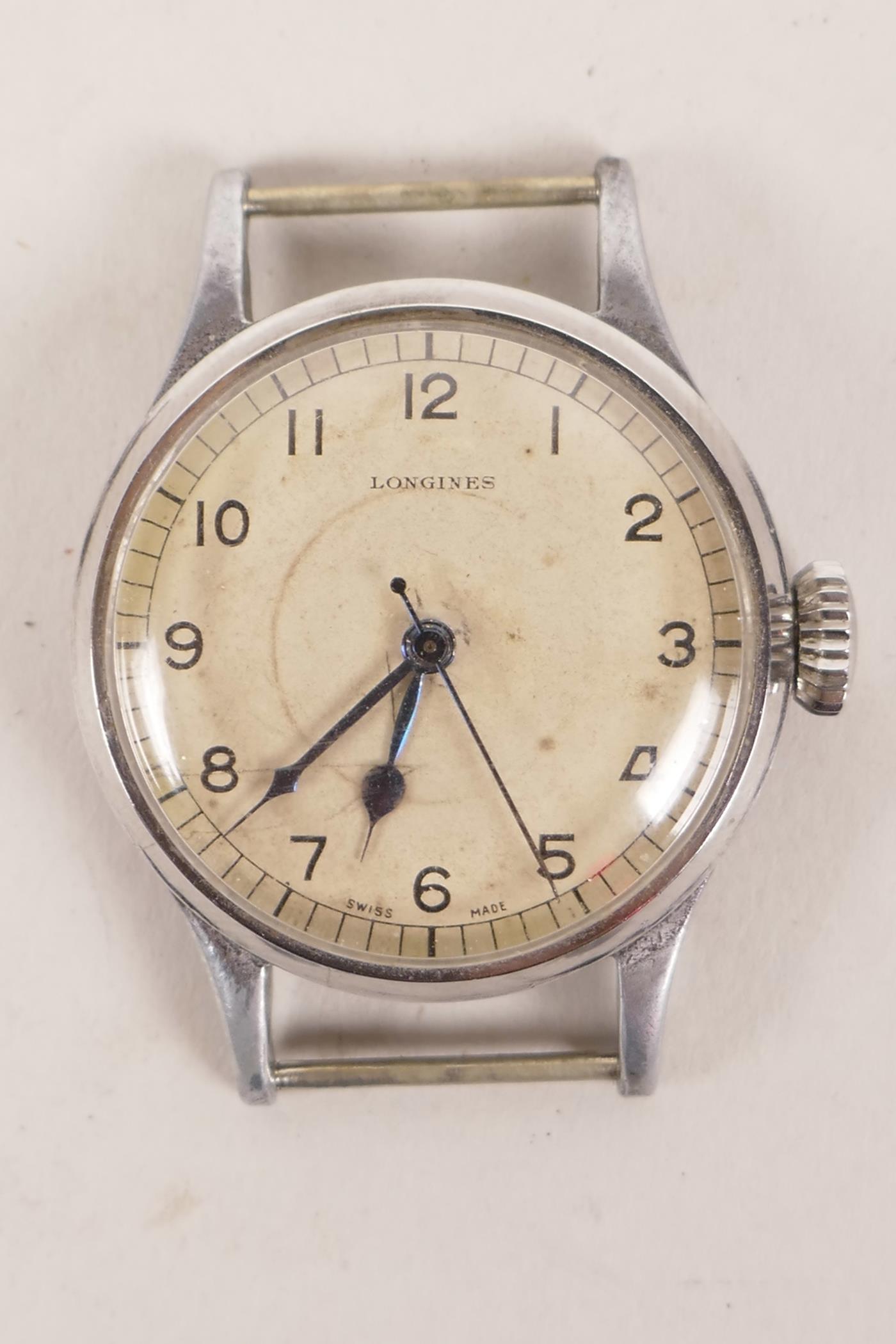 A Longines 6B159 RAF pilot's/navigator's watch, circa 1942, serial no. 6567509, engraved verso 'AM. - Image 3 of 8