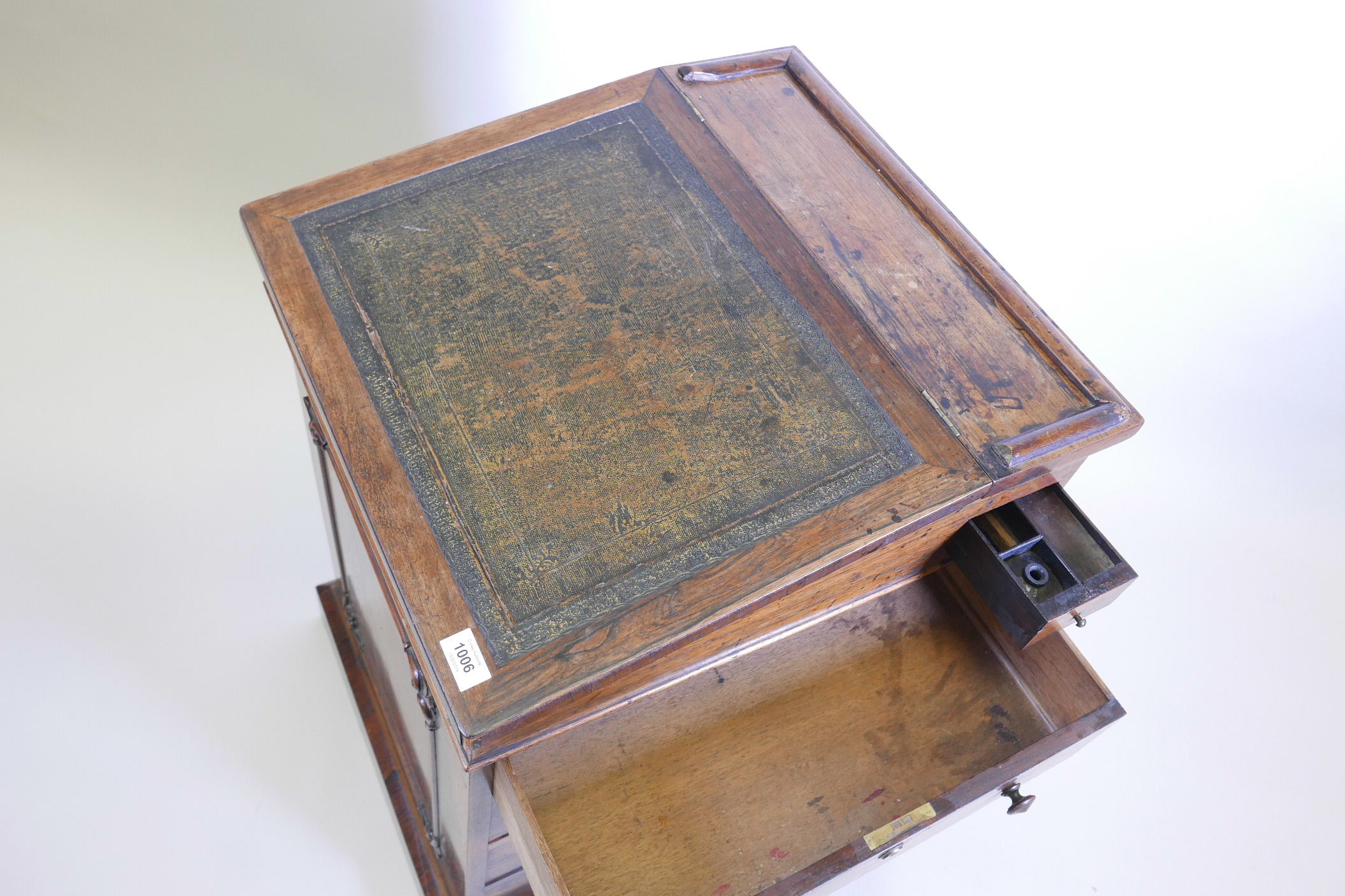 A William IV rosewood Davenport, with leather inset sliding top, four true and four false drawers, - Image 4 of 4