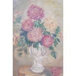C. Paul, still life, vase of chysanthemums, signed, 30" x 24"