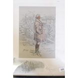 Snaffles, 'The Gunner', colour lithographic print with blind stamp, A/F, glass cracked, 17" x 14"