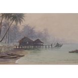 An early C20th watercolour, Oriental beachside landscape, signed Mortimer Menpes, 11" x 8½"