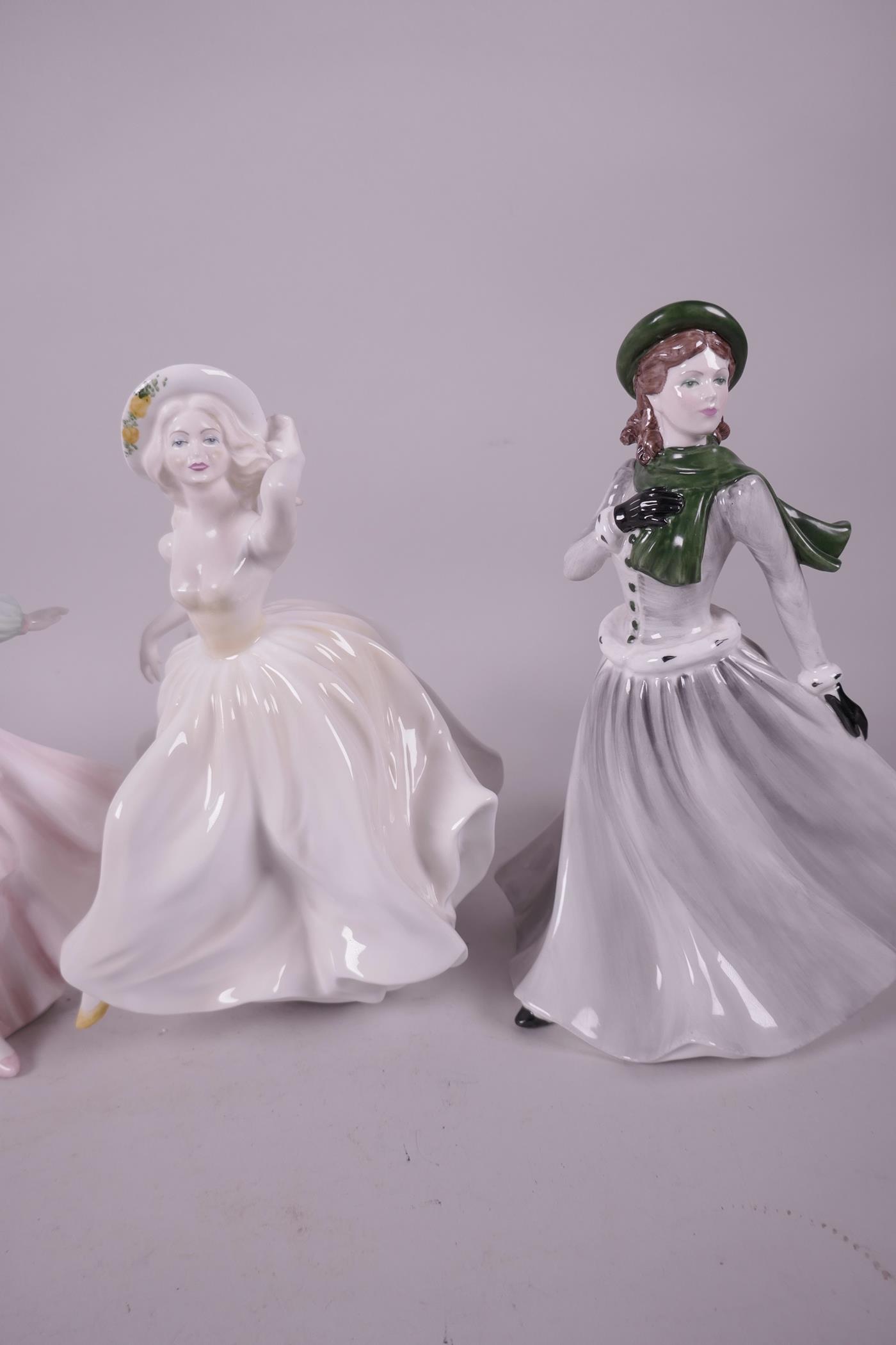 Three Coalport 'Ladies of Fashion' figurines, 'Winter Stroll', 'Linda', 'Honor', and a Coalport - Image 3 of 3