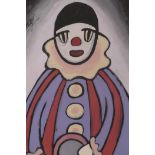 After Markey Robinson, gouache on paper, portrait of a clown, 6½" x 10"