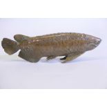 A bronze model of a carp, 17" long