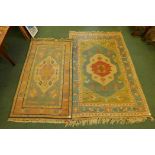 A Turkish all wool Oriental pattern carpet, 106" x 69", and another similar