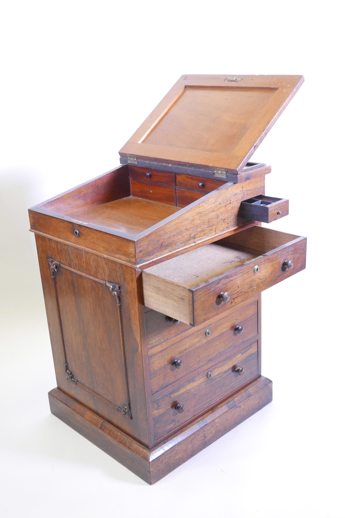 A William IV rosewood Davenport, with leather inset sliding top, four true and four false drawers, - Image 2 of 4