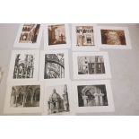 Ten aquatint engravings, architectural views of St. Peter's, Rome, 10" x 13"