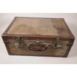 A leather bound wooden suitcase by Innovation, 19½"x 13"x 8"