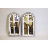 A pair of mirrors with distressed painted frames, 21" x 40"