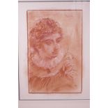 A red chalk drawing, portrait of a young man, inscribed 'Roma', 11" x 16½"