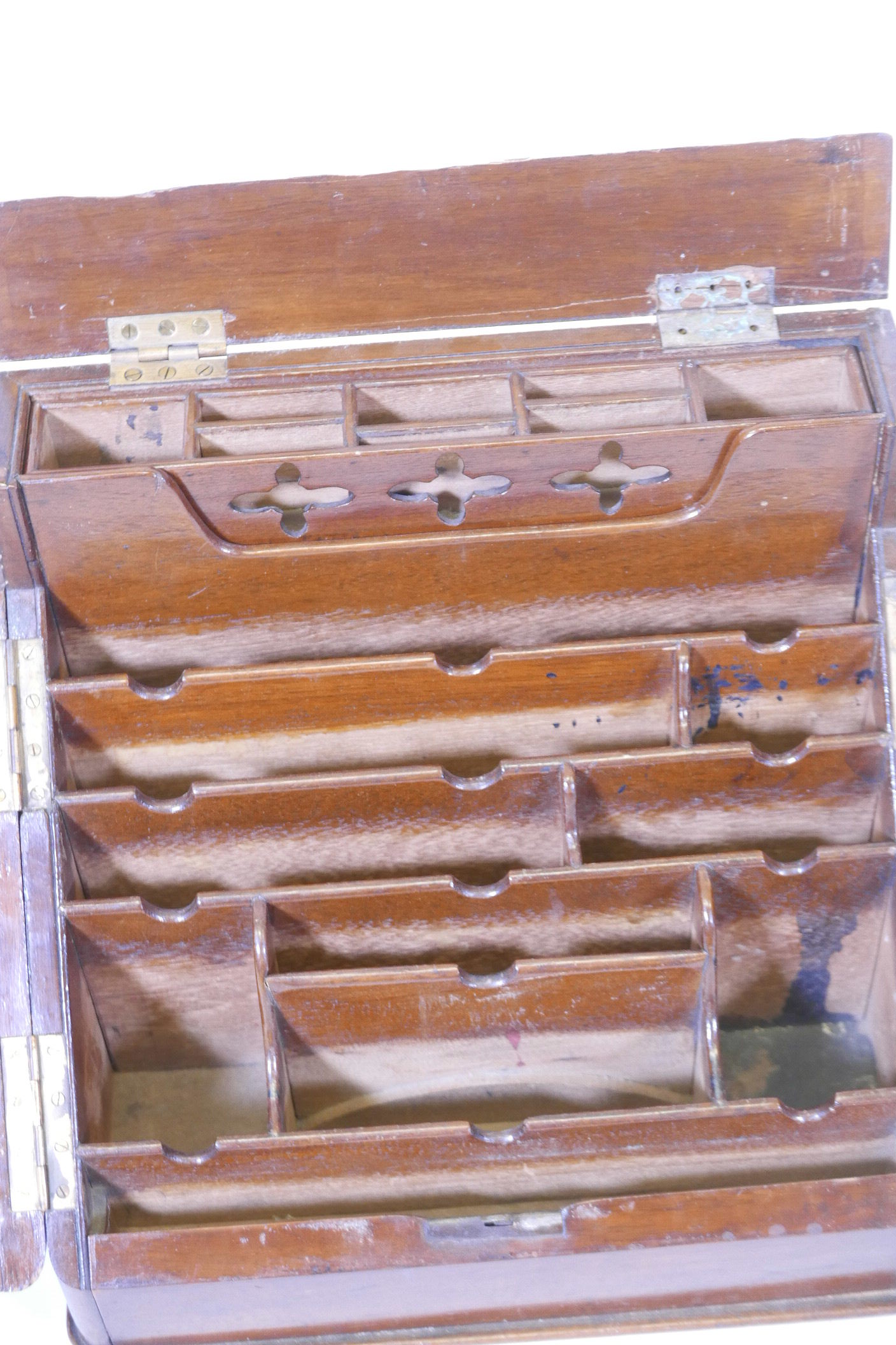 A Victorian mahogany stationery cabinet, with two doors opening to reveal a fitted interior, the top - Image 2 of 4