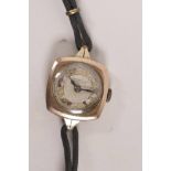 A lady's Art Deco 9ct gold cased wristwatch from Frankland & Co, Ludgate Circus, London